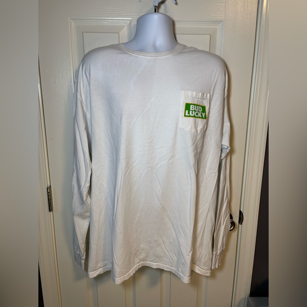 White Bud Lucky long sleeved t-shirt with front pocket no size tag